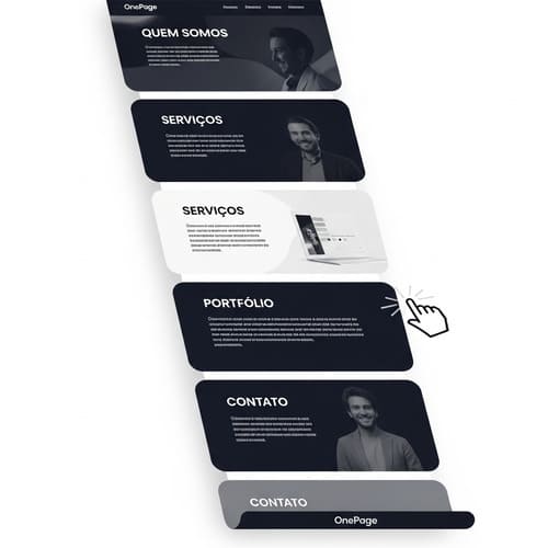 Ilustração de um website de página única sendo construído