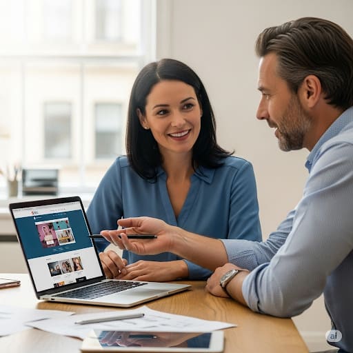 Equipe da DanMKT colaborando em um projeto de site